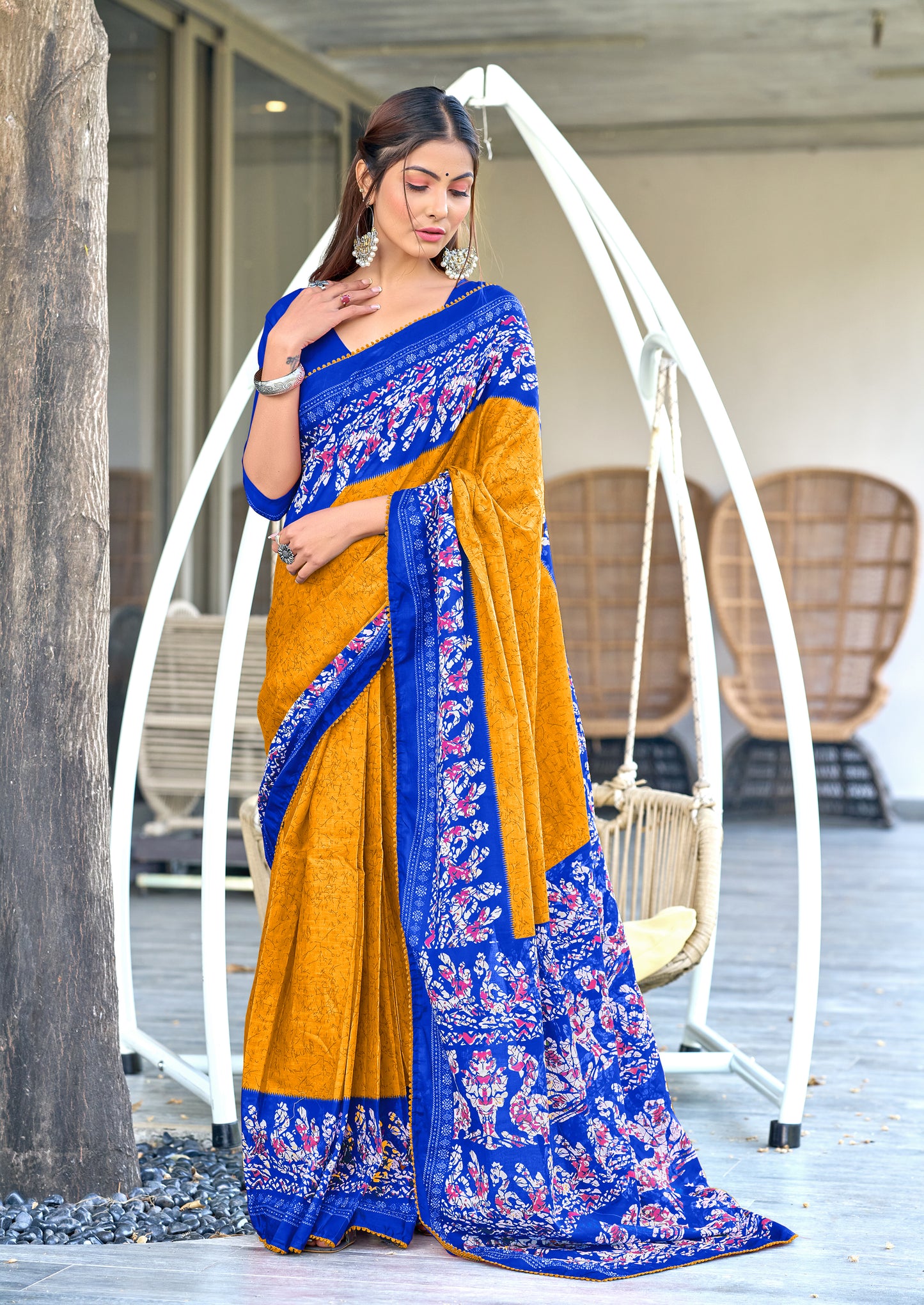 Pure Classic Cotton Saree With Latkans