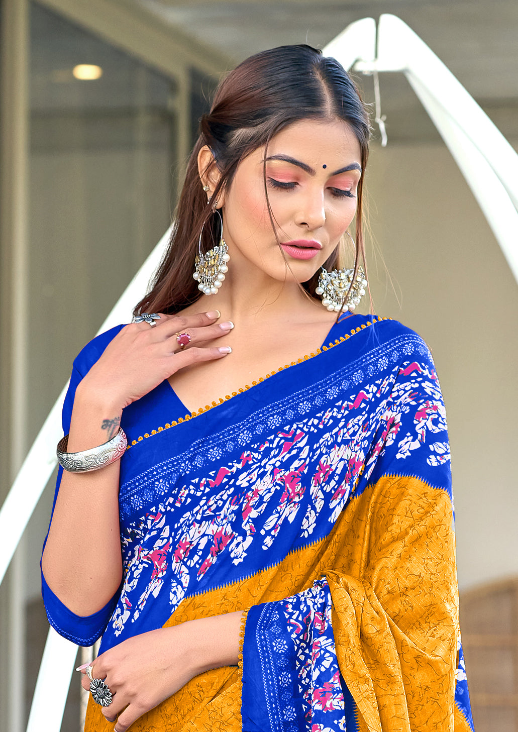 Pure Classic Cotton Saree With Latkans