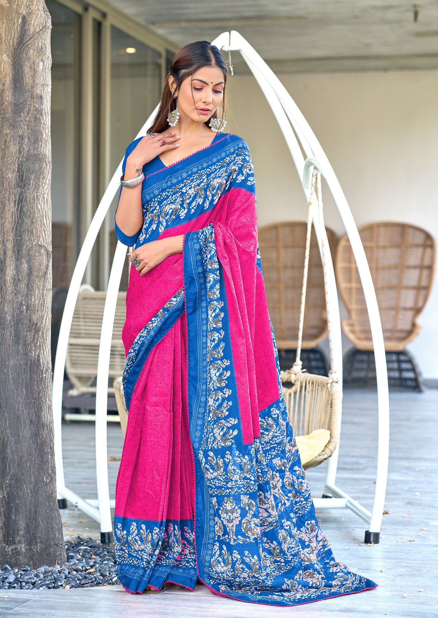 Pure Classic Cotton Saree With Latkans