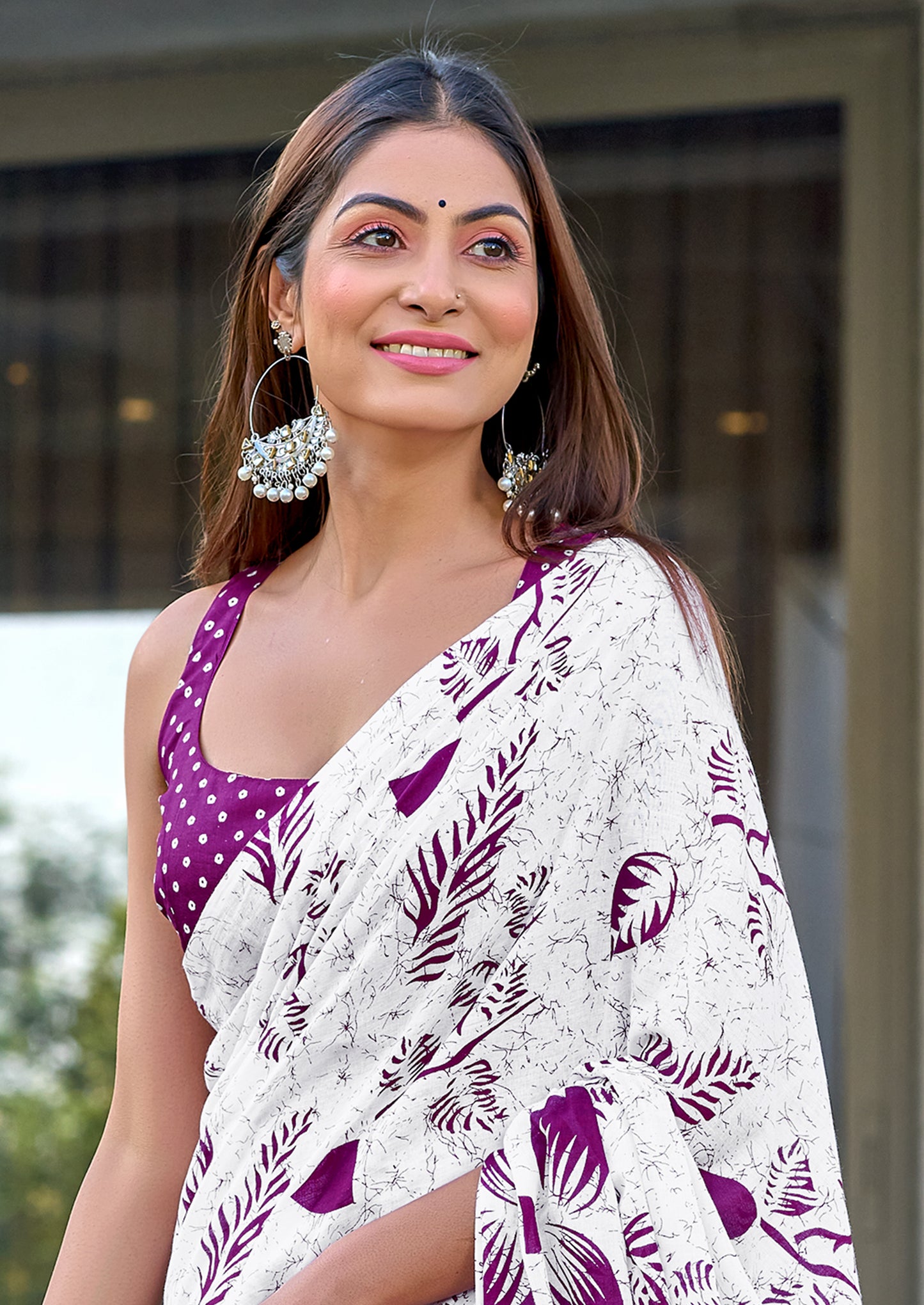 Pure Breathable Cotton Saree With Latkans