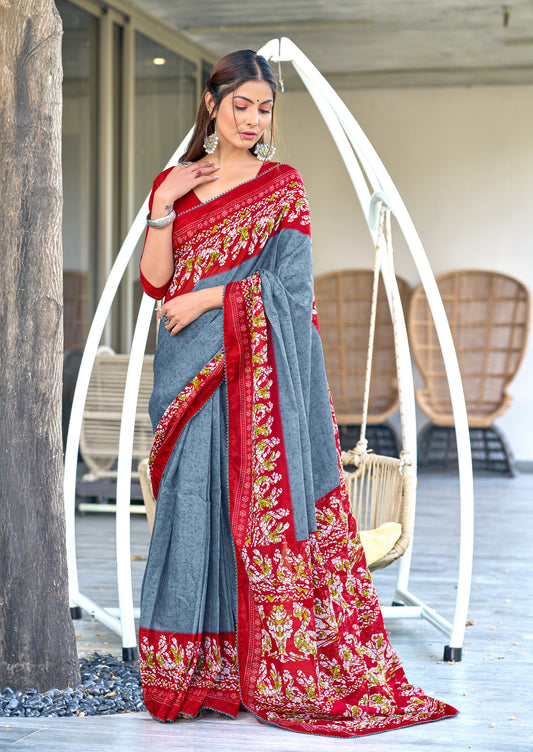 Pure Classic Cotton Saree With Latkans